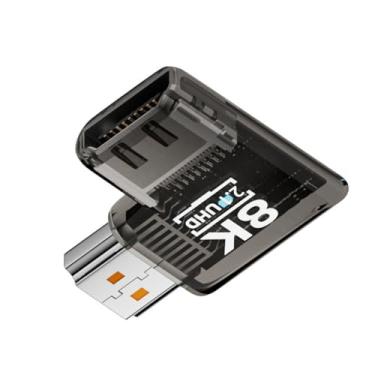 Imagem de xiwai Adaptador HDMI macho horizontal ângulo esquerdo de 90 graus para HDMI 2.1 fêmea UHD 8K 60hz HDTV extensor transparente com luz LED inteligente para monitor