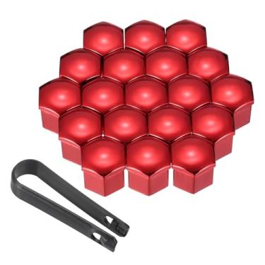 Imagem de PATIKIL Tampas de parafuso de tampa de porca de roda de 17 mm, pacote com 20 capas de porca de pneu de carro universal com pinças para vários carros, caminhões, SUV, ATV, RVs, vermelho