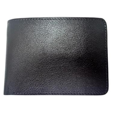 Imagem de Carteira de couro masculina com dobra dupla de alta capacidade com abertura lateral, 1 janela para identidade e 9 compartimentos para cartões de crédito, Marrom, Carteira de couro dobrável 061