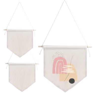 Imagem de LUMINFLY Conjunto de 3 faixas de lona em branco para projetos de bricolage, bandeiras decorativas para pendurar na parede, exibição de alfinetes esmaltados para coleções de crachás