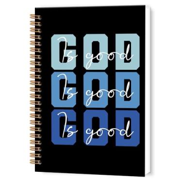 Imagem de TWRVI Caderno espiral cristão God Is Good, caderno pautado pela faculdade com versículo bíblico, para material de escritório escolar, cadernos religiosos, 14 x 21 cm, 164 páginas