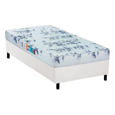 Imagem de Cama Box Solteiro: Colchão Espuma Luckspuma D28 Celebrity + Base Crc Courano White(88X188)