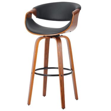 Imagem de Banqueta Giratória Munique Nicole Fratini 105 (altura) Revestimento Em (pu) Preto Base Madeira