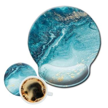 Imagem de Kewao Mouse pad para descanso de pulso - Mousepad ergonômico de escritório com base de borracha antiderrapante, design de acessórios de mesa tapete para decoração de casa e jogos, mar azul