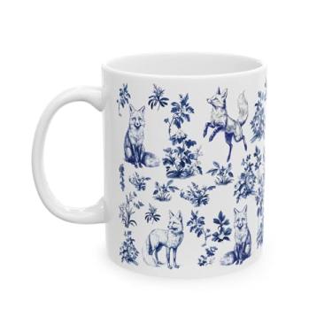 Imagem de Caneca de café Fox French Toile De Jouy - Inspirada na caneca de café Toile De Jouy - Presentes engraçados para amantes da raposa - presentes para mulheres - amantes de animais no dia das mães