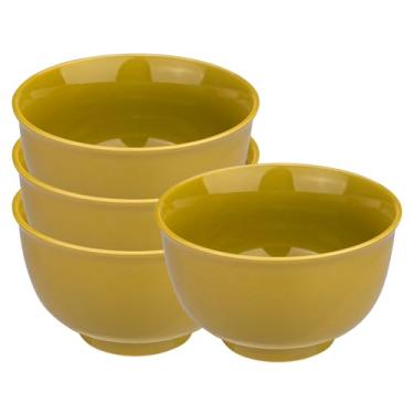Imagem de MDZF SWEET HOME Conjunto de 4 tigelas de cereais de 1500 ml, tigelas de sopa de cerâmica de 15 cm para frutas, ramen, arroz, sobremesa, lava-louças e micro-ondas, verde mostarda