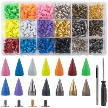 Imagem de RUBYCA 280 conjuntos de pontas e parafusos de metal de 13 mm, kit misto colorido para artesanato, roupas estilo punk gótico, bolsas, cintos, sapatos, jaquetas, botas, coleiras de cachorro