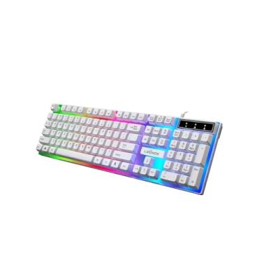 Imagem de TECLADO GAMER LED USB RGB SEMI-MECANICO ANTI-GHOSTING BRANCO ABNT2 LEY-2085