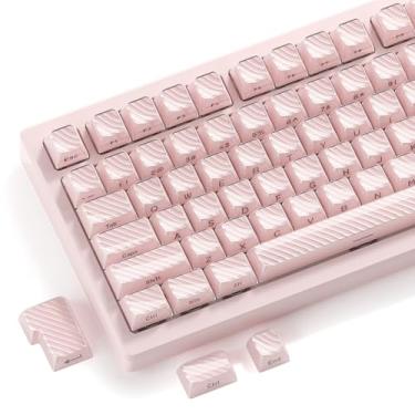 Imagem de HITIME Teclas XVX, lindas teclas de geleia de cristal rosa 75 65 60 100 por cento, teclas impressas laterais personalizadas para layout ANSI/ISO 61/68/84/87/98/104 teclado mecânico de jogos, perfil