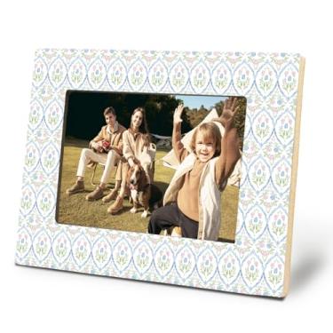 Imagem de Yomisex Porta-retrato floral Chinoiserie, 10 x 15 cm, porta-retrato floral rosa Grandmillennial, porta-retratos botânicos de flores rústicas para decoração de mesa e parede