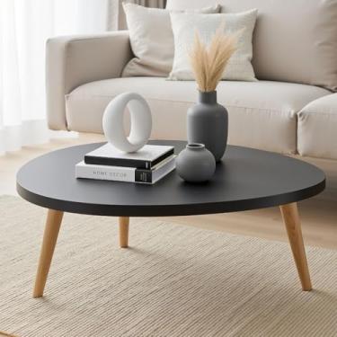 Imagem de Mesa de Centro Orgânica Moderna Para Sala Pés de Madeira Mesa de Centro Orgânica Moderna (Preto)