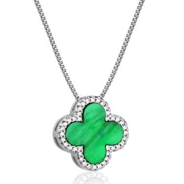 Imagem de LOMISS COLAR FEMININOS FOLHEADO A OURO 18K TREVO ZIRCÔNIA CRAVEJADA (PLATINA)