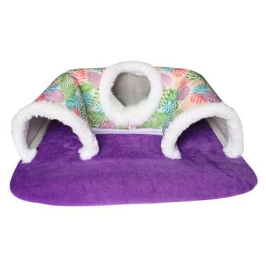 Imagem de IEUDNS Túnel esconderijo para porquinhos-da-índia, brinquedo tubular para brincar, tapete aconchegante para dragões-barbudos, Roxo