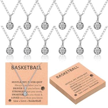 Imagem de Tondiamo Colar com pingente de bola para presente de time de futebol de vôlei com cartão inspirador 3D para jogadores, presente para mulheres, lembrancinha de festa esportiva, about 22 inches/ 55.88