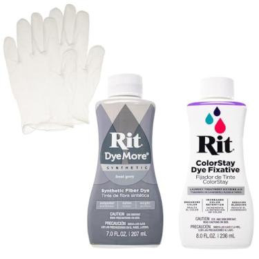 Imagem de Conjunto de corante líquido sintético Rit com fixador ColorStay – Kit tudo em um com luvas para reduzir o sangramento de cor