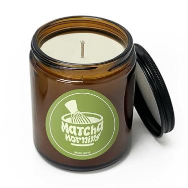 Imagem de Becky Home Vela perfumada Matcha Latte de 255 g para casa, velas de soja natural para casa perfumadas, presentes de vela para mulheres e homens, queima longa, vidro âmbar