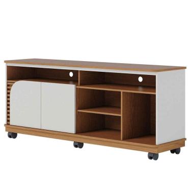 Imagem de Rack Bancada Jureli 2 Portas 5 Nichos Tv Até 65 Polegadas Freijó - Off White Matte
