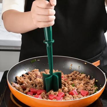 Imagem de Espremedor profissional de nylon resistente ao calor para carne e batata, seguro para panelas antiaderentes (verde)