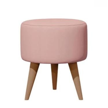 Imagem de Puff Banqueta Reforçado - Suporta até 130kg, Estofado Macio, Design Moderno com Pés Palito 45cm de Altura (ROSA)