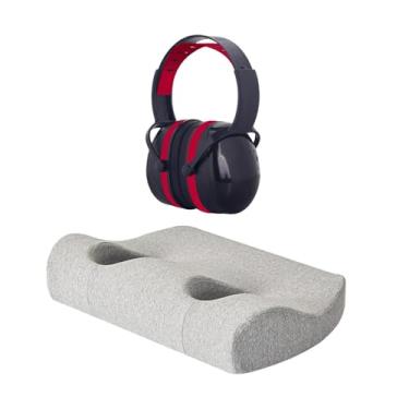 Imagem de SiaBiced Almofada com Dois Orifícios para Orelha, Espuma Viscoelástica para Piercings com Proteção Acústica, Cinza claro, Tamanho real