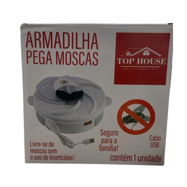 Imagem de Armadilha Pega Moscas, 20cm Diâmetro, Branco, Plástico, USB, Sem Inseticida, 300g, para Cozinha e Escritório