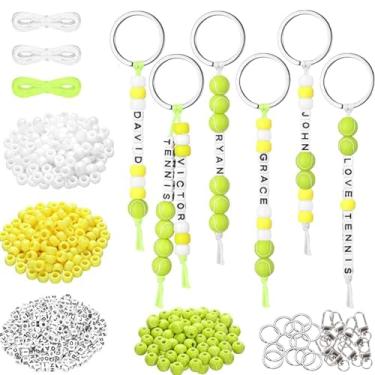 Imagem de ZJRUI 30 conjuntos de chaveiros de contas faça-você-mesmo, 6 mm para fazer artesanato com contas de letras ajustáveis, porta-chaves, bolsa, berloque, pulseiras, suprimentos para festas de fim de ano