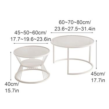 Imagem de Round Nesting Tables set of 2, Glass Tabletop, Carbon Steel Frame, Sturdy and Load-bearing, Rounded Corners, Suitable for Living Room, Bedroom, and Study(Gold,80 * 45+60 * 40cm/31 * 18+24 * 16in)