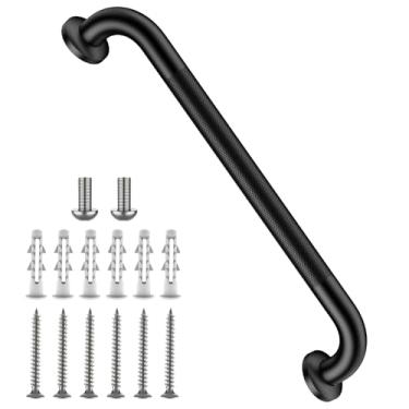 Imagem de Barra de apoio preta de 40,6 cm, barra antiderrapante iHansee para banheiro com aderência serrilhada, corrimão de segurança de aço inoxidável para banheiro, banheira, chuveiro para idosos, barras