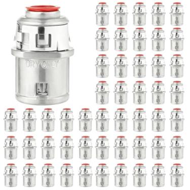 Imagem de Pacote com 50 conectores de cabo revestidos de metal, conectores de encaixe de 3/20.3 cm Conectores revestidos de metal, conector de conduíte elétrico de zinco para aço e alumínio