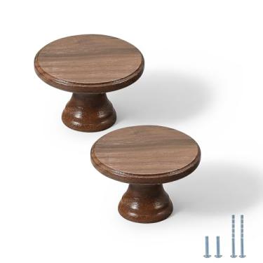 Imagem de Evionlin 2 maçanetas de armário de madeira de nogueira puxadores de gaveta de cômoda de cozinha