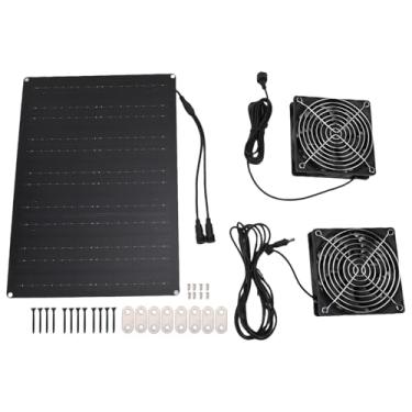Imagem de Kit de ventilador duplo movido a energia solar 75 W de alta velocidade 3000 a 4000 RPM IPX7 Ventilador de ventilaﾃｧﾃ｣o com resfriamento de exaustﾃ｣o solar ﾃ� prova d'ﾃ｡gua para casa de