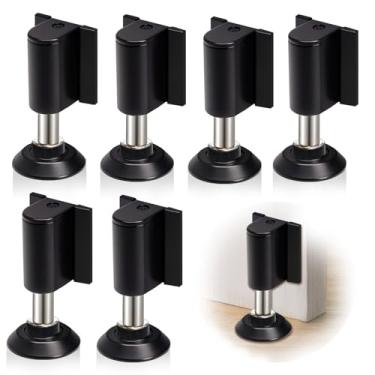 Imagem de Pacote com 6 batentes magnéticos de cunha de porta, 2026 novos batentes invisíveis sem furadeira para porta interna com parafusos e adesivos adesivos, suporte magnético resistente para manter as