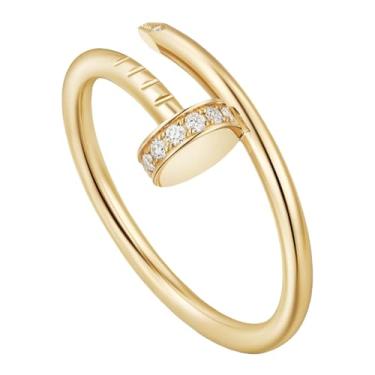 Imagem de Necirhuk Anel masculino Love Stacking, joia moderna de latão banhado a ouro 18 quilates, casamento, aniversário, presente de casamento, presente de casamento, dia dos namorados, melhor presente para