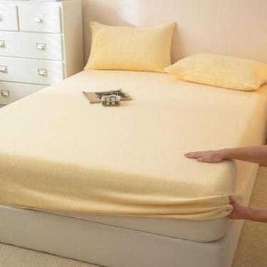 Imagem de Lençol de baixo de pelúcia ultramacio com bolso profundo, capa protetora de colchão, conjunto de cama para todas as estações, elástico ultra elástico de 360 graus, para quartos - tipo 01||90 x 200 cm