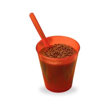 Imagem de Copinho Acrílico 25ml Brigadeiro de Colher Docinho + Mini colher Festa Aniversário para Brigadeiro de Mousse Festa Aniversário(Vermelho)