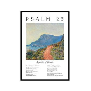 Imagem de Scripture Psalm Collection Monet Van Gogh Famosa pintura em aquarela impressa versículo bíblico pôster em tela decoração de parede de casa cristã (SKU10,16x24") (40 x 60 cm), moldura preta para fotos)
