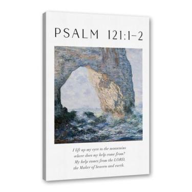 Imagem de Coleção de Salmos das Escrituras Monet Van Gogh Famosa Pintura em Aquarela Impressão Verso da Bíblia Pôster em Tela Decoração de Parede de Casa Cristã (SKU17,12x40,6 cm = (30 x 40 cm), Emoldurado