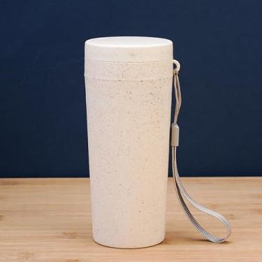 Imagem de Recipiente de bebida portátil de 300 ml - Caneca de viagem à prova de vazamento para uso diário interno e externo (bege)