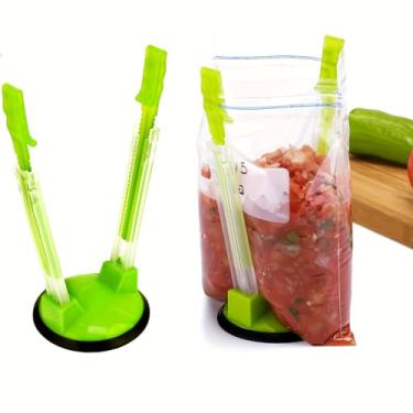 Imagem de 1 suporte de saco, suporte vertical para sacos de comida de bancada, ajustável e prático para balcão ou armário de cozinha, caixa de armazenamento para sacos de lixo e sacolas de supermercado,