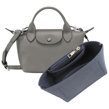 Imagem de OAikor Organizador de bolsa para mini bolsa Longchamp Le Pliage, mini bolsa organizadora de feltro leve com zíper premium, divisor de armazenamento de bolsas com compartimentos aprofundados
