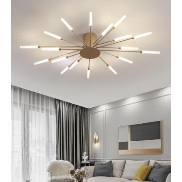 Imagem de Lustre de teto LED moderno, dimerizável, com 42 lâmpadas, cúpula de acrílico, ideal para sala de jantar, quarto e sala de estar. Temperatura de cor: 3000-6000K. Efeito fogos de artifício (do