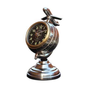 Imagem de GREAT ARTIZAN Relógio de jato para casa, escritório. Relógio de mesa de cabeceira/mesa em prata embutido com jato para decoração. Relógio de mesa de latão e alumínio com jato.
