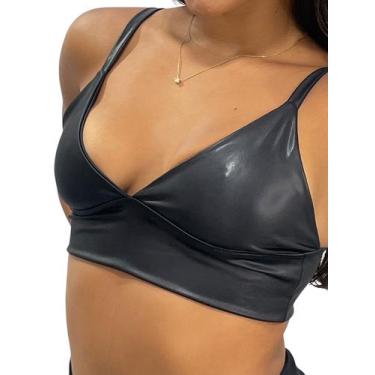 Imagem de Top Cropped Feminino Alcinha Decote material sintético Cirrê Carioca -