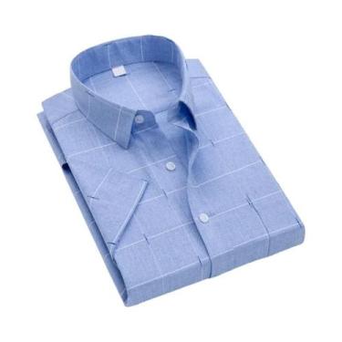 Imagem de Camisa Masculina Slim Fit Antirrugas Com Estampa Xadrez Casual De Negó