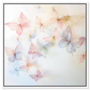 Imagem de Art Remedy Arte de borboleta em tela Gossamer Flutter, moldura branca, 61 cm x 61 cm