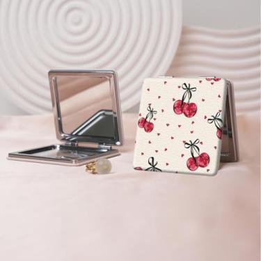 Imagem de Y2K Espelho de maquiagem portátil estilo milenar, mini espelho de maquiagem portátil dobrável, espelho de contorno quadrado compacto de dupla face, adequado para todos em várias ocasiões