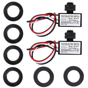 Imagem de 2un 120V-277V AC Fotocélula Sensor Luz Interruptor com 4 Porcas e 2 Arruelas, Crepúsculo Aurora Auto Ligar/Desligar Interruptor Fotoelétrico Sensor para Iluminação Externa Lâmpadas Rua