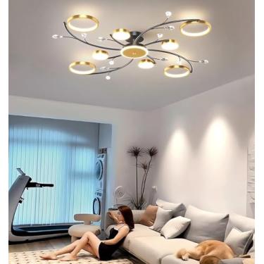 Imagem de Luminária de teto LED moderna e regulável, embutida na cor dourada, para sala de estar, quarto, cozinha, sala de jantar e escritório (8+1)