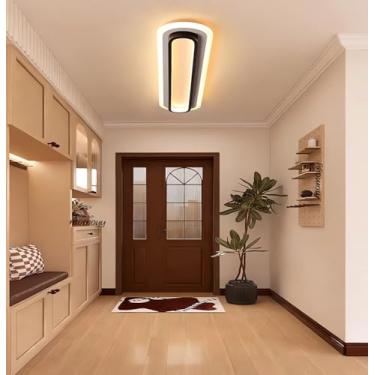 Imagem de Luminária de teto moderna para corredor, fina, de espectro total, em metal, LED, 52W, 6500K, com design discreto em acrílico, ideal para varanda, cozinha, sala de jantar, sala de estar e lav