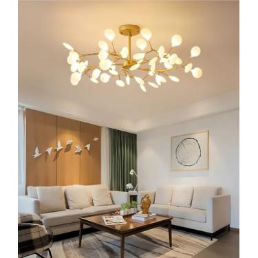 Imagem de Luminária de teto LED inteligente com controle remoto - Lustre regulável e com altura ajustável para sala de estar, quarto, cozinha e sala de jantar - Iluminação moderna para casa (3000k-600